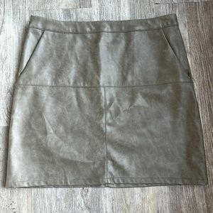 Olive green faux leather mini skirt